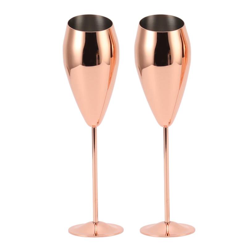 2 stücke Kupfer Champagner Flöten Set Robust Dicken Boden Edelstahl Messing Überzogene Champagner Gläser L von Joom DACH