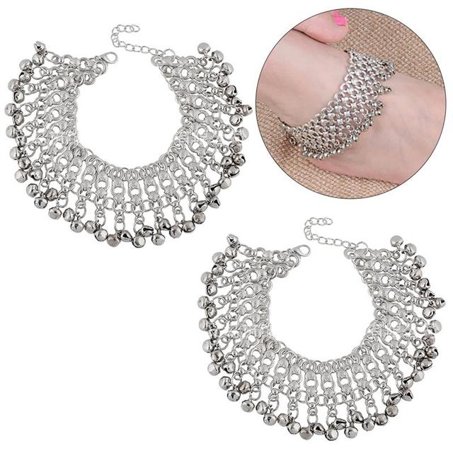 2 stücke Mode Frauen Glocke Decor Fußkettchen Vintage Dekorative Quaste Ankle Armband Barfuß Schmuck Zubehör Für Hawaii Party 25cm von Joom DACH