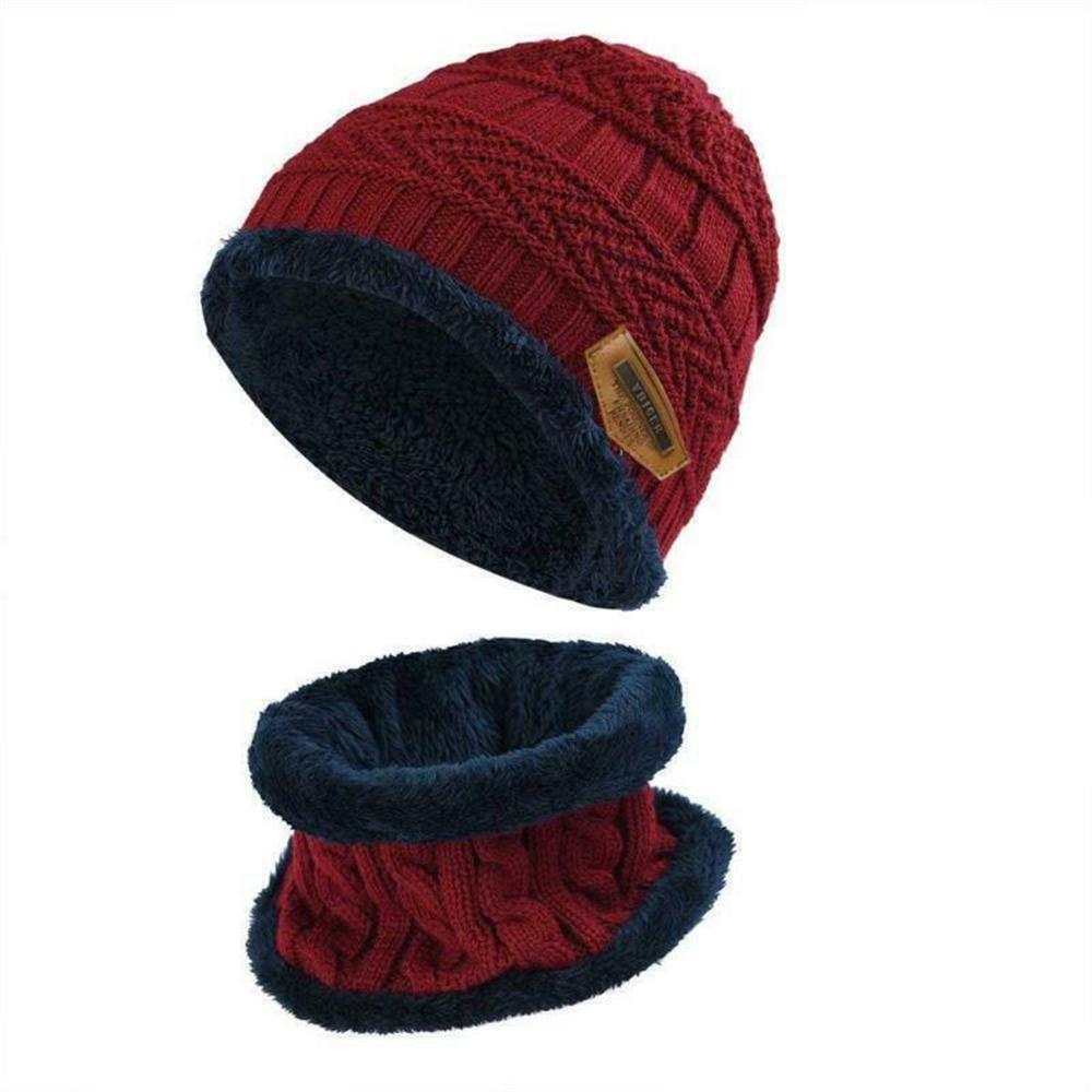 2 teile/satz Plüsch Gestrickte Hüte Schal Herbst Winter Warme Kinder Kinder Outdoor Kappe Hat+Scarf rot von Joom DACH