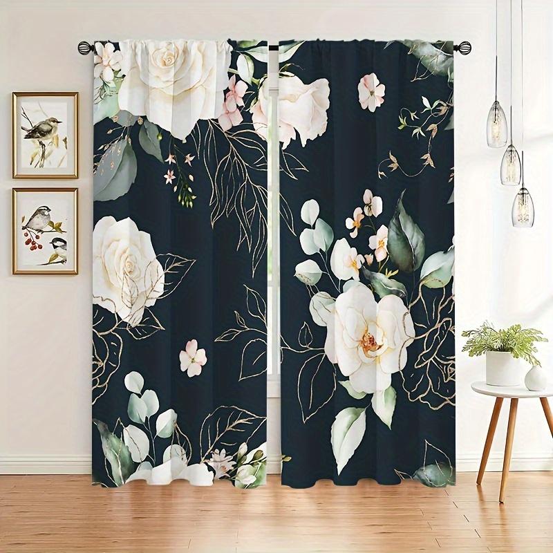 2-teiliger Blumenvorhang mit stilvollem Sonnenblumen-Digitaldruck, perfekt für Wohnzimmer, Schlafzimmer, Büro, Prinzessinnenzimmer und Heimdekoration. W60H60(CM)x2pcs&Rod Pocket von Joom DACH