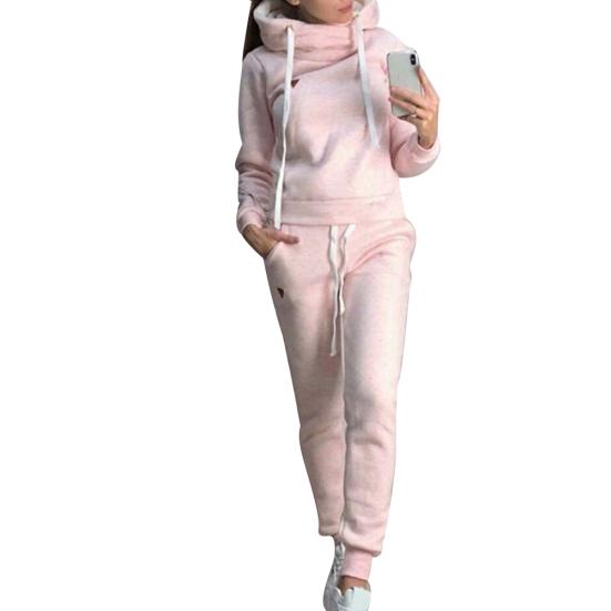2-teiliger Damen-Jogginganzug, einfarbig, Trainingsanzüge, Fleece-gefüttert, Kapuzenpullover, Hosen-Set, Damenbekleidung in Übergröße 2XL von Joom DACH