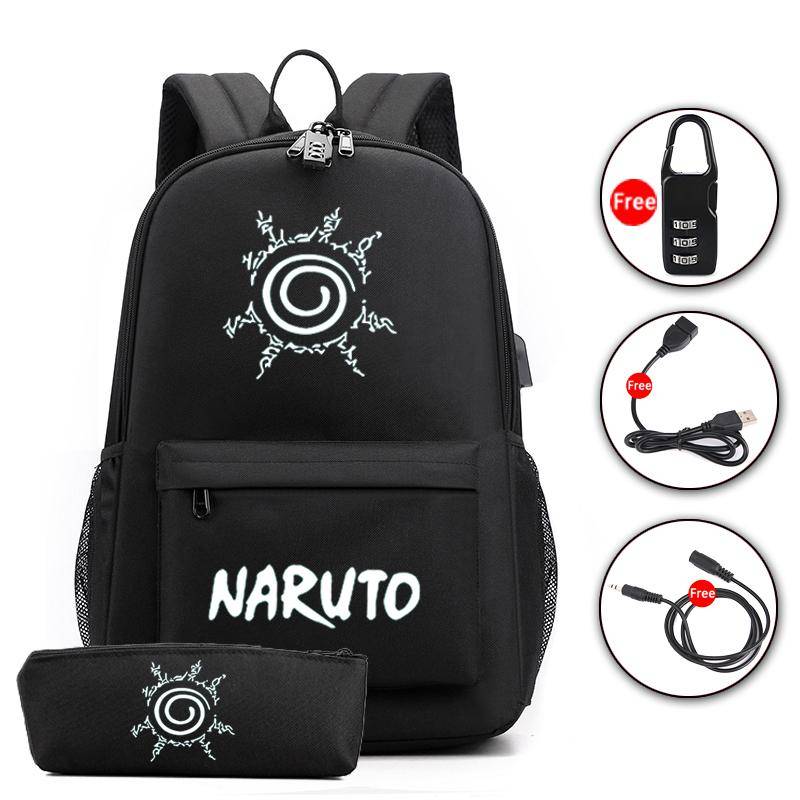 2-teiliges Set Rucksack Anime Naruto Cosplay Rucksack Akatsuki Sharingan Schüler Schule Umhängetasche Teenager Laptop Reiserucksack von Joom DACH