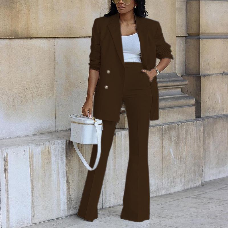 2-teiliges Set aus eleganter, einfarbiger Hose mit hoher Taille und langärmligem Büro-Blazer für Damen XXL 2-teiliges Set aus eleganter, einfarbiger Hose mit hoher Taille und langärmligem Büro-Blazer für Damen XXL von Joom DACH