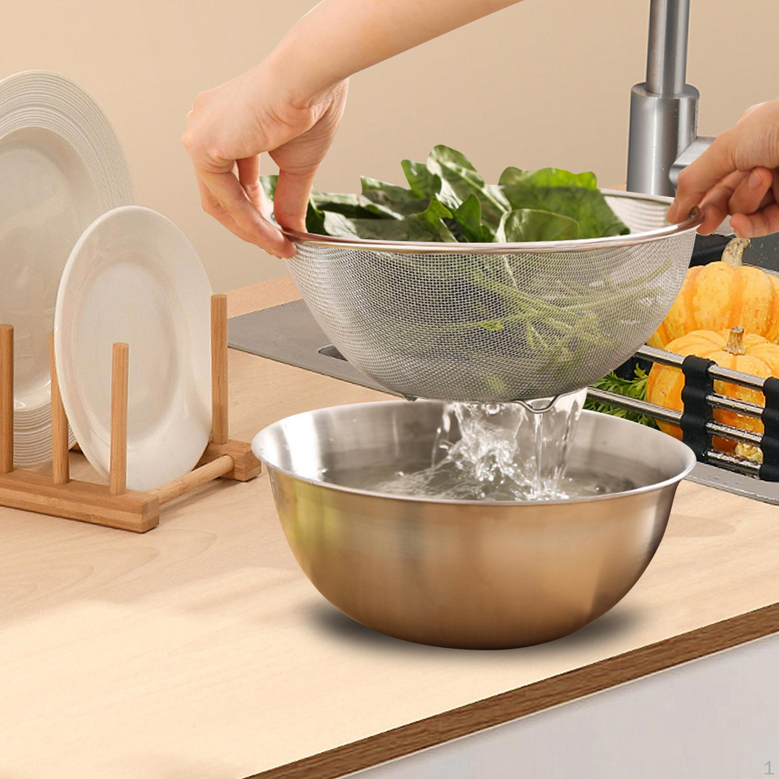 2-teiliges Sieb- und Schüssel-Set, Lebensmittelsieb, große Kapazität, Mehrzweck-Küche von Joom DACH