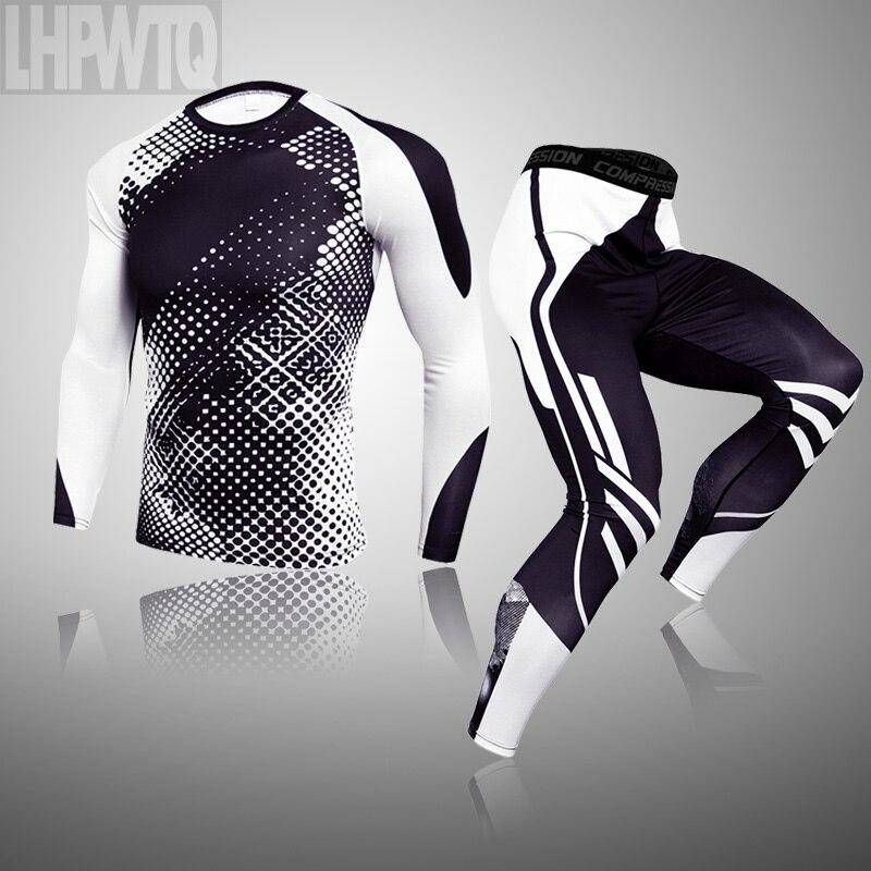 2-teiliges Thermo-Unterwäsche-Set für Herren, lange Unterhosen, Fitness-Leggings, Basiskompression, Sportanzug, Unterwäsche L von Joom DACH