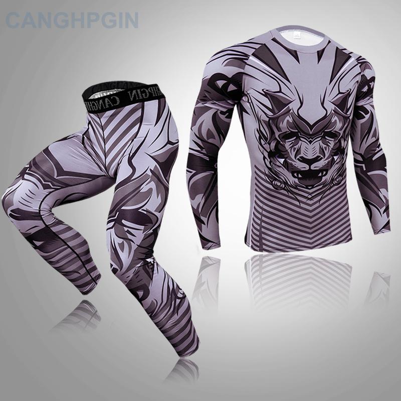 2-teiliges Thermo-Unterwäsche-Set für Herren, lange Unterhosen, Fitness-Leggings, Basiskompression, Sportanzug, Unterwäsche L von Joom DACH