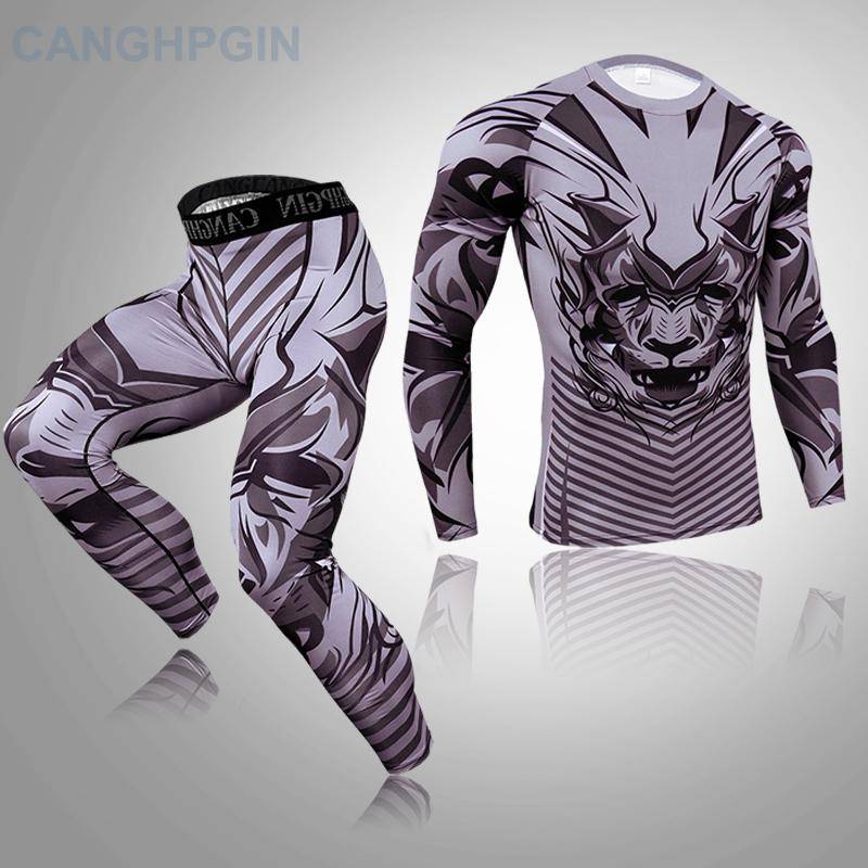 2-teiliges Thermo-Unterwäsche-Set für Herren, lange Unterhosen, Fitness-Leggings, Basiskompression, Sportanzug, Unterwäsche L von Joom DACH