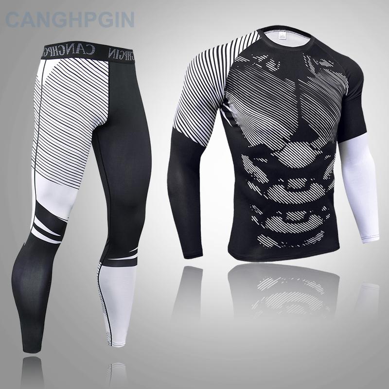 2-teiliges Thermo-Unterwäsche-Set für Herren, lange Unterhosen, Fitness-Leggings, Basiskompression, Sportanzug, Unterwäsche L von Joom DACH