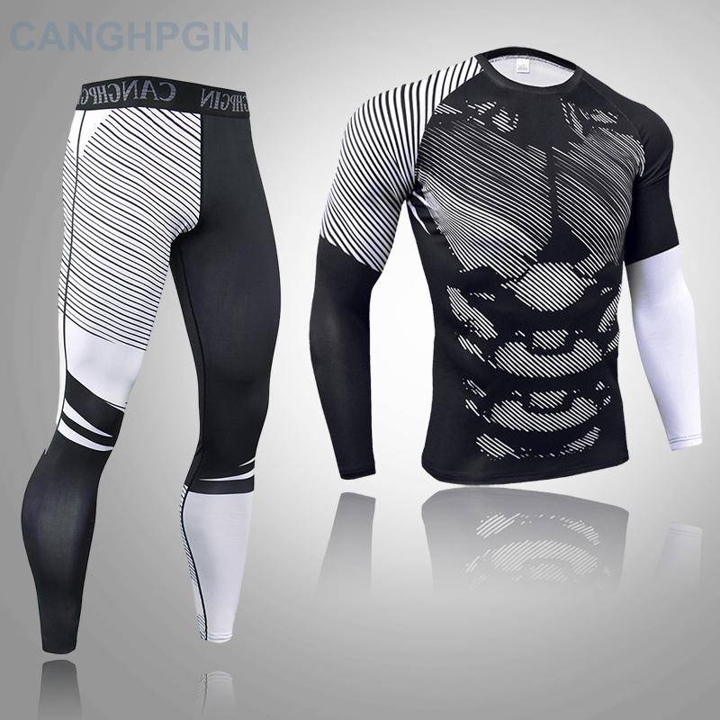 2-teiliges Thermo-Unterwäsche-Set für Herren, lange Unterhosen, Fitness-Leggings, Basiskompression, Sportanzug, Unterwäsche L von Joom DACH