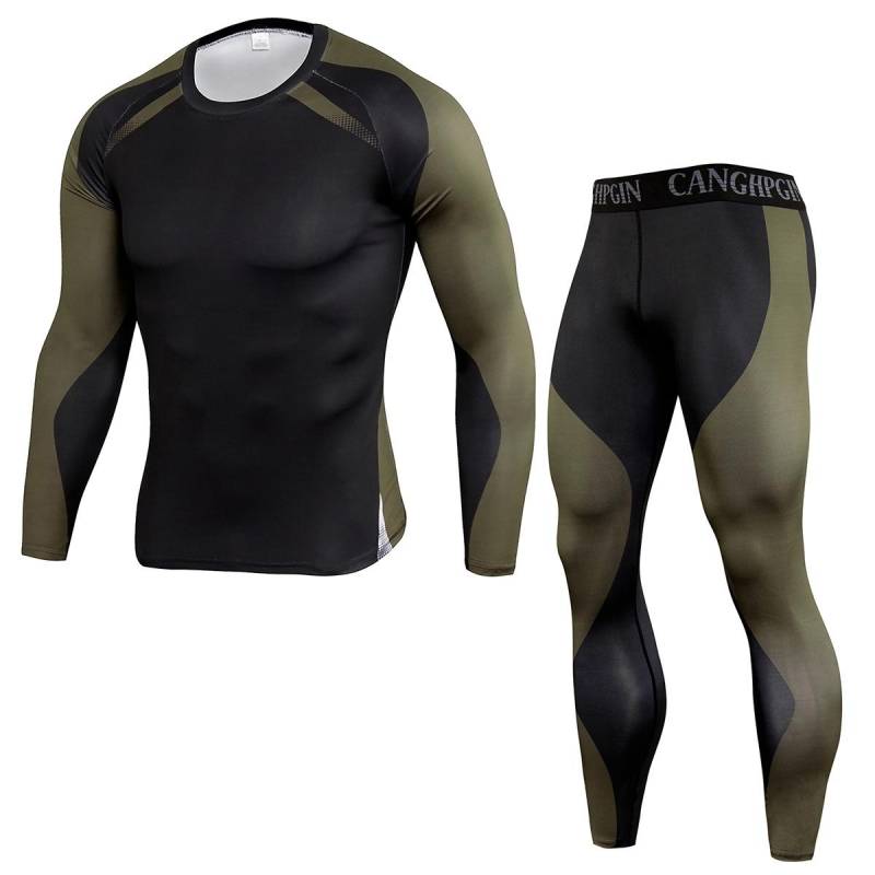 2-teiliges Thermo-Unterwäsche-Set für Herren, lange Unterhosen, Fitness-Leggings, Basiskompression, Sportanzug, Unterwäsche XL von Joom DACH