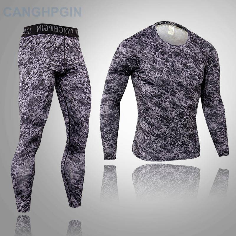 2-teiliges Thermo-Unterwäsche-Set für Herren, lange Unterhosen, Fitness-Leggings, Basiskompression, Sportanzug, Unterwäsche XXL von Joom DACH