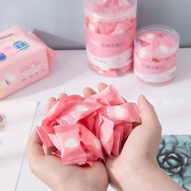 20/30pc Einweg Baumwolle Pads Tragbare Reise Komprimiert Gesicht Handtuch Nass Wischen Waschlappen Serviette Outdoor Befeuchtet Taschentücher make-up-Tools von Joom DACH