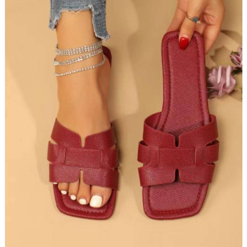 20 Farben Sommer-Outwear, gewebt, flacher Boden, 36–43, Strandschuhe, Sandalen und Hausschuhe für Damen 43 bordeaux von Joom DACH