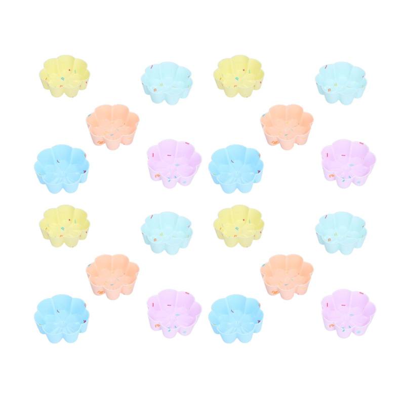 20 Stück Cupcake Backform Silikon Muffinbecher Cupcake Formen Gelee Pudding Form 7 Blütenblatt Blume Set von Joom DACH