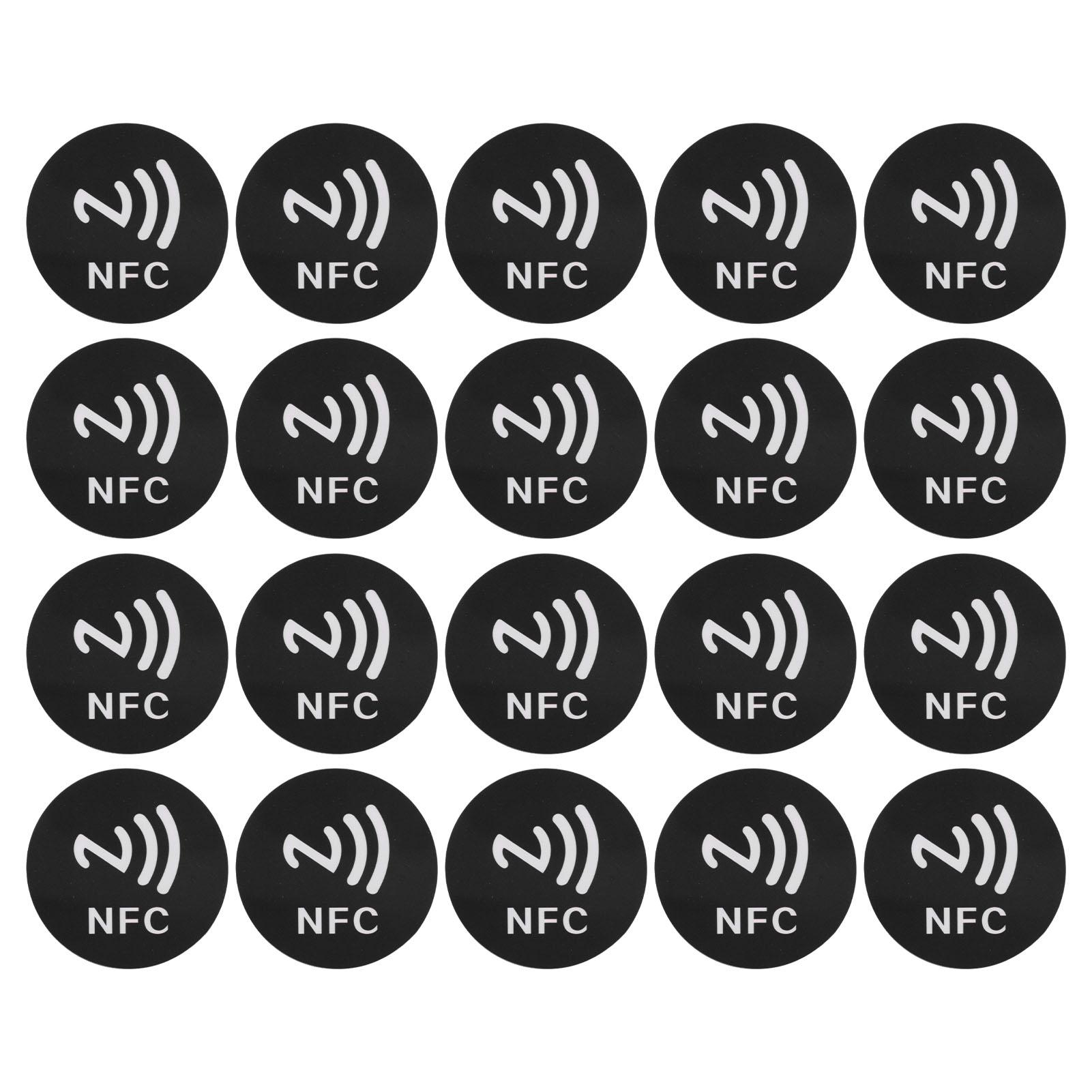 20 Stück ID5200 NFC-Sticker Klebeetikett Rund 40mm Anti-Interferenz-Etikett mit NFC-Druck Schwarz schwarz von Joom DACH