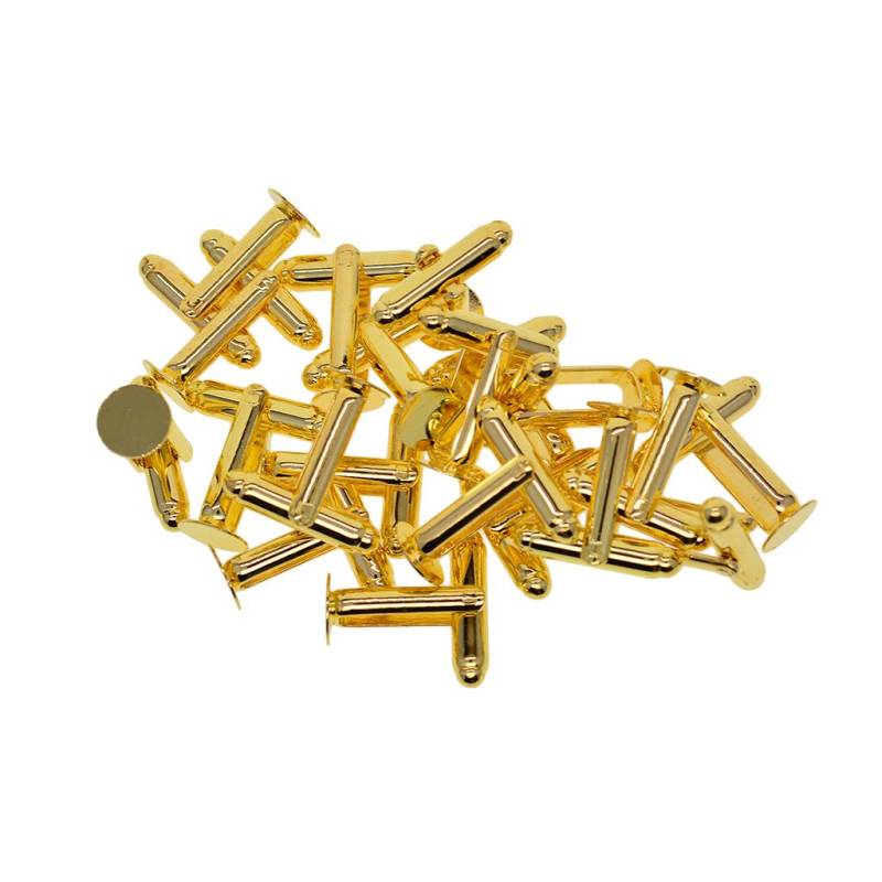 20 Stück Messing-Manschettenknopf-Manschettenknöpfe-Rohlinge, runde Lünettenschalen, Cabochon-Fassung as described goldgelb von Joom DACH