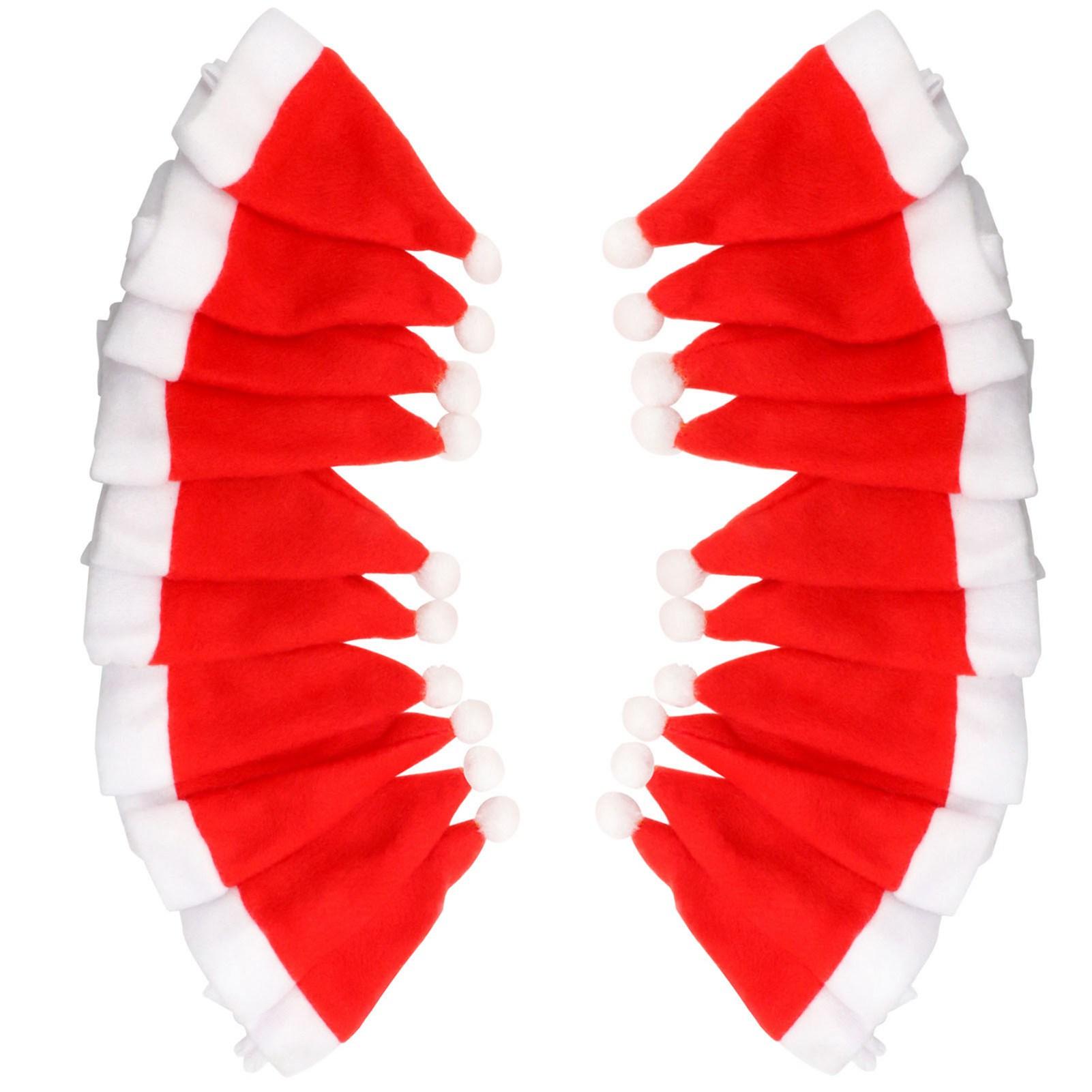 20 Stück Mini Weihnachtsmannmützen Weihnachtsminiaturornamente für DIY-Bastelarbeiten Feiertagsmesser Gabel Geschirr von Joom DACH