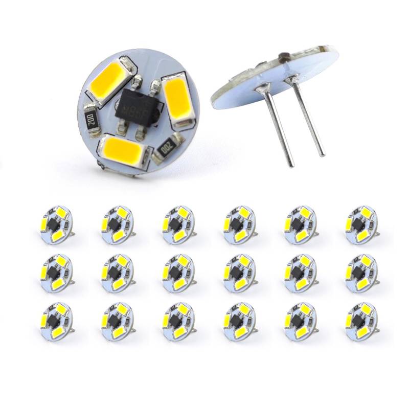 20 Stück Runde 12 V G4 Mini LED 3 LEDS SMD5730 PCB Dunstabzugshaube LED-Glühbirne Weiß Warmweiß Kristall Licht Kronleuchter Beleuchtung Glühbirnen 20PCS WARM WHITE LED BULB von Joom DACH