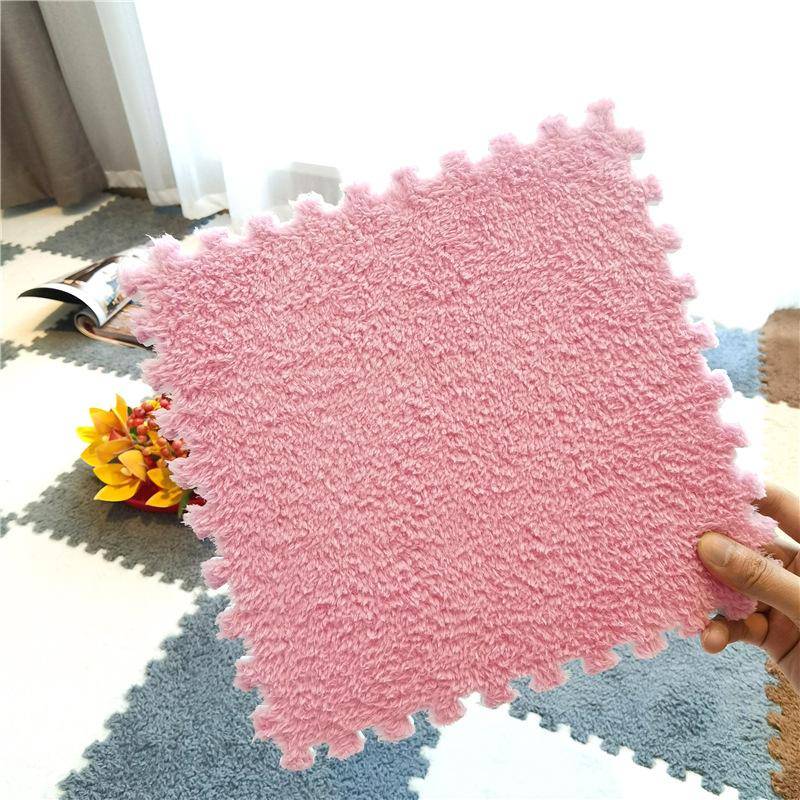 20 Stück Weicher Plüsch Kinderteppich Baby Spielmatte Kinderteppiche Spielzeug EVA Schaum Kindermatte Puzzle Ineinandergreifende Bodenmatten 30*30 CM 20pcs hellrosa von Joom DACH