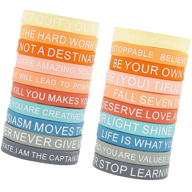 20 Stück inspirierende Silikonarmbänder mit motivierendem Zitat, mehrfarbige Armbänder für Kinder und Erwachsene 4 von Joom DACH