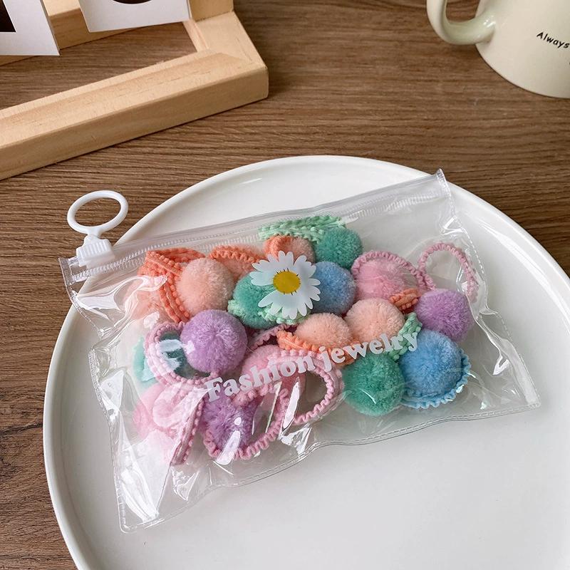 20 Stücke Mädchen Bunte Plüsch Ball Elastische Haarbänder Kinder Haarseile Pferdeschwanz-riegel Gummibänder Kopfbedeckung Haarschmuck Geschenk A von Joom DACH