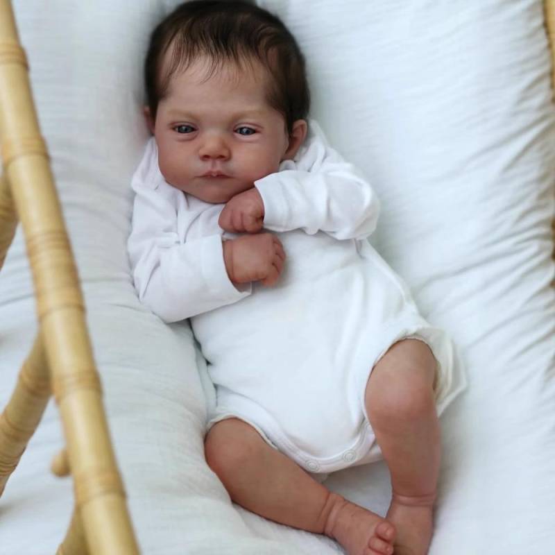 20 Zoll lebensechte Reborn-Babypuppe, weicher PP-Baumwollstoffkörper, Neugeborenenpuppe, echt aussehende 3D-Farbmalerei, Hautsimulationspuppen für Kinder, Spielspielzeug cloth body von Joom DACH