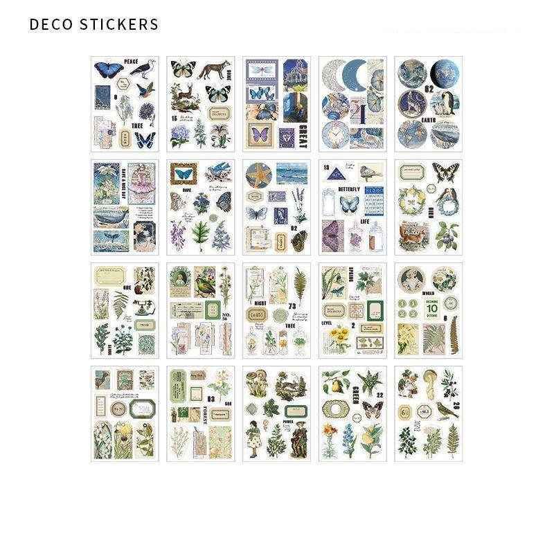 20 blätter Vintage PET Aufkleber Buch Diy Tagebuch Schmetterling INS Album Scrapbooking Retro Blume Material Papier Dekorative Aufkleber B von Joom DACH