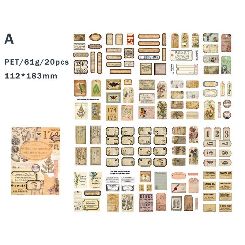 20 blätter Vintage Scrapbooking Aufkleber Bücher PET Materialien Kreative DIY Journal Collage Material Journaling Liefert Aufkleber von Joom DACH