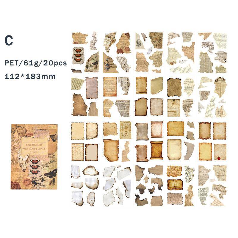20 blätter Vintage Scrapbooking Aufkleber Bücher PET Materialien Kreative DIY Journal Collage Material Journaling Liefert Aufkleber von Joom DACH