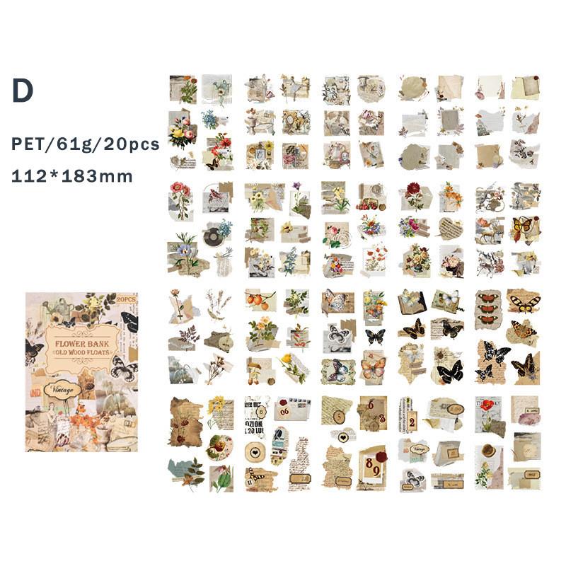 20 blätter Vintage Scrapbooking Aufkleber Bücher PET Materialien Kreative DIY Journal Collage Material Journaling Liefert Aufkleber von Joom DACH