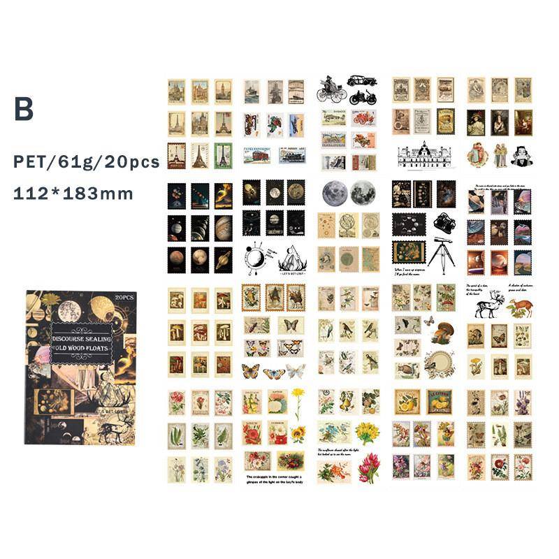 20 blätter Vintage Scrapbooking Aufkleber Bücher PET Materialien Kreative DIY Journal Collage Material Journaling Liefert Aufkleber von Joom DACH
