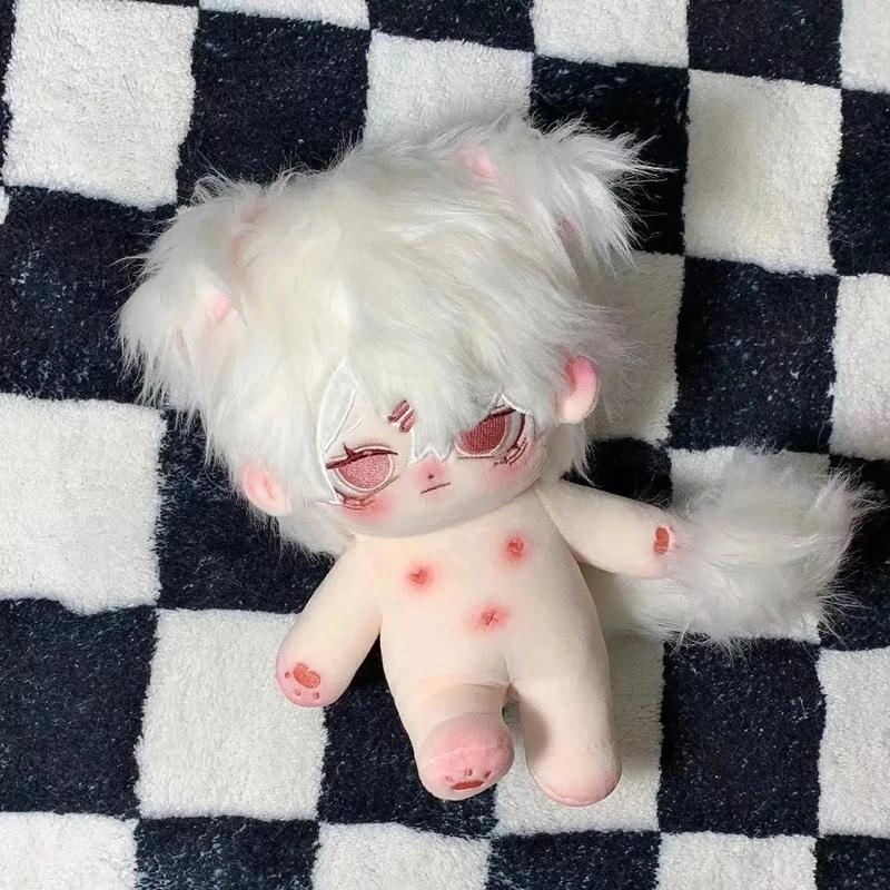 20 cm süßer Plüsch-Zwilling ohne Attribute mit langen Ohren und Tierohren, großem Schwanz, grau-weißem Fell, Plüschpuppe, Stofftier, perfektes Geschenk von Joom DACH