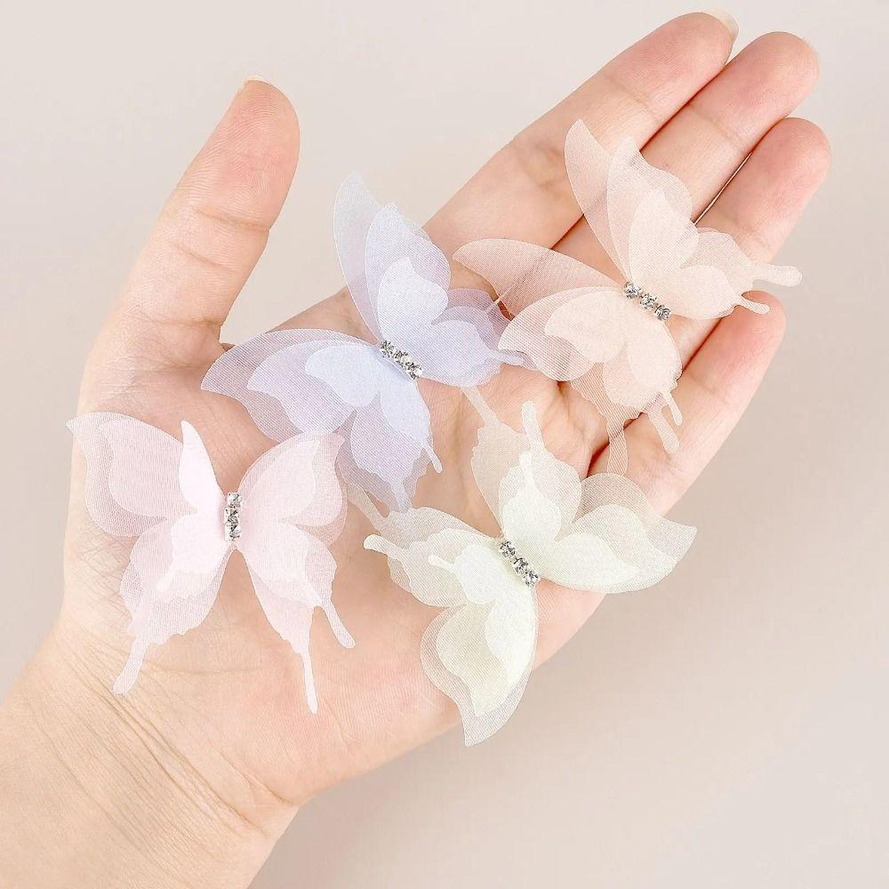 20 stücke 5CM Chiffon Schmetterling Farbverlauf Simulation Mesh Schmetterling Patch Bekleidungs Design Materialien weiß von Joom DACH