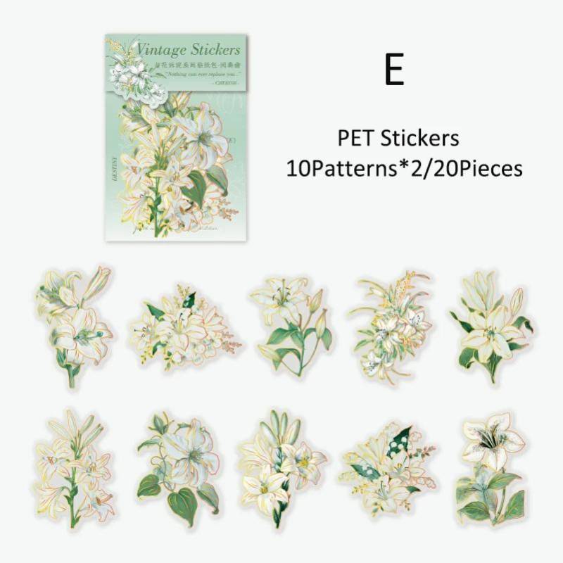 20 teile/paket PET Blume Aufkleber DIY Scrapbooking Kunst Collage Junk Journal Ästhetik Materialien Decor Aufkleber Schreibwaren von Joom DACH