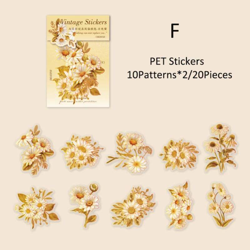 20 teile/paket PET Blume Aufkleber DIY Scrapbooking Kunst Collage Junk Journal Ästhetik Materialien Decor Aufkleber Schreibwaren von Joom DACH