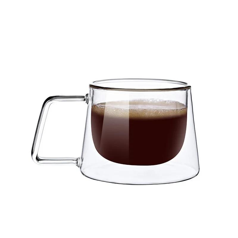 200ml Doppelwandiges Glas Kaffeetasse Transparent Hitzebeständig Espressotasse mit Henkel Latte Cappuccino Frühstückstee Wasserglas 200ml von Joom DACH