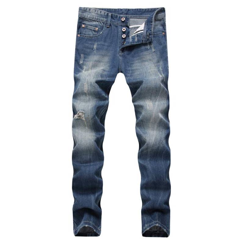 2017 Herren Europäische & Amerikanische Slim Straight Ripped Jeans, Beckham Stil, Übergröße 32 hellblaue von Joom DACH