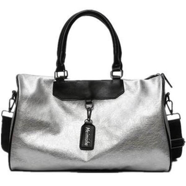 2020 Neujahrs-PU-Leder-Handtasche Hochwertige Umhängetasche für Frauen Silber Mädchen Damen Taschen Tote Reisetasche 46x17x30cm silber von Joom DACH