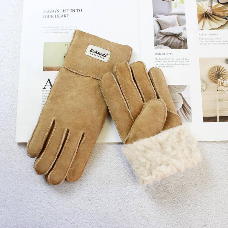 2020 Schaffell Pelzhandschuhe Frauen Verdickte Winter Wärme Outdoor Winddichte Motorrad Reiten Farbe Leder Fingerhandschuhe One Size von Joom DACH