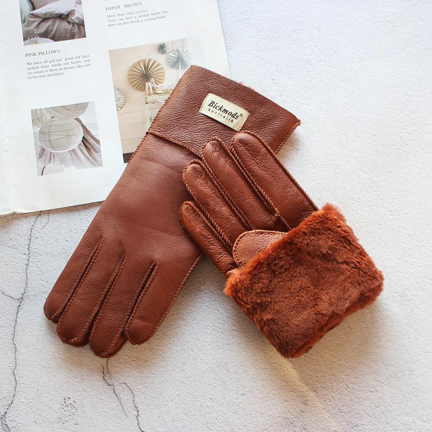 2020 Schaffell Pelzhandschuhe Frauen Verdickte Winter Wärme Outdoor Winddichte Motorrad Reiten Farbe Leder Fingerhandschuhe One Size von Joom DACH