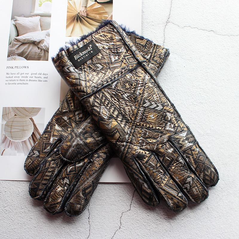 2020 Schaffell Pelzhandschuhe Frauen Verdickte Winter Wärme Outdoor Winddichte Motorrad Reiten Farbe Leder Fingerhandschuhe One Size von Joom DACH