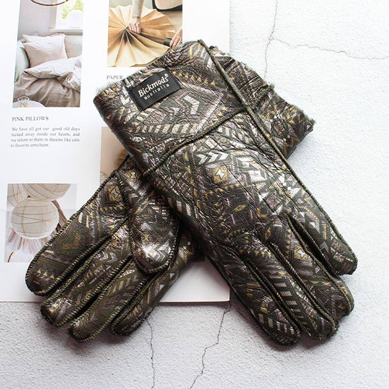 2020 Schaffell Pelzhandschuhe Frauen Verdickte Winter Wärme Outdoor Winddichte Motorrad Reiten Farbe Leder Fingerhandschuhe One Size von Joom DACH