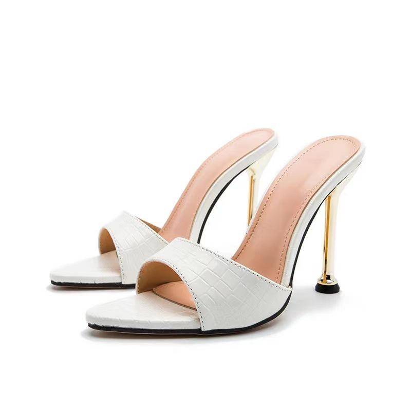 2021 Große High-Heel-Sandalen mit offenem Zehenbereich und Schlangenmuster für Damen 38 weiß von Joom DACH