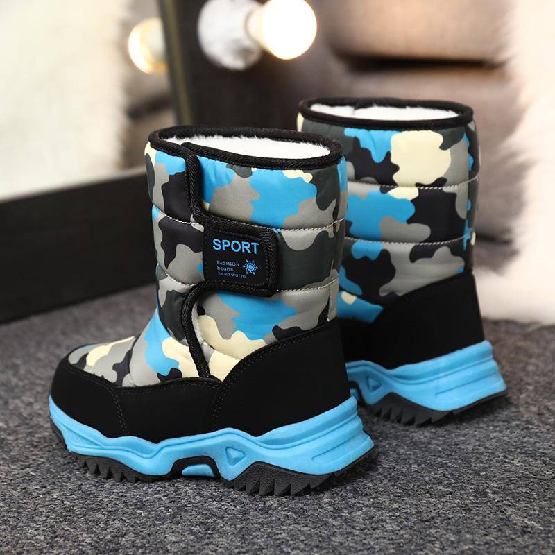 2021 Herbst und Winter warme Kinder-Schneestiefel für Jungen/Mädchen im Freien, große Größe 26–38 26 blau von Joom DACH