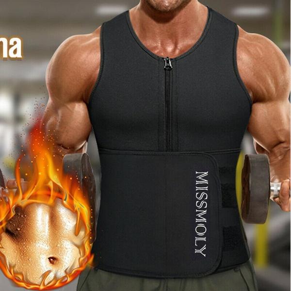 2021 Neues Herren-Schwitz-Sauna-Weste, Taillentrainer, Body Shaper, Tanktop, Kompressionsshirt, Kompressionstraining, Fitness, Trainingsanzug mit Rückenstütze XXXL schwarz von Joom DACH