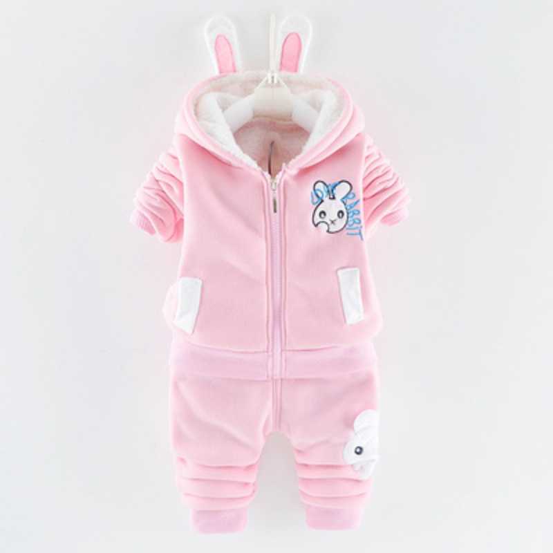 2021 Winter Baby Kinder Kleidung Sets Cartoon Kleinkind Jungen Mädchen Warme Mit Kapuze Mäntel Hosen Anzug Kinder Dicke Trainingsanzug Kleidung Set 110cm rosa von Joom DACH