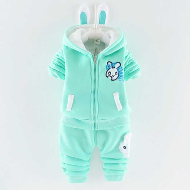2021 Winter Baby Kinder Kleidung Sets Cartoon Kleinkind Jungen Mädchen Warme Mit Kapuze Mäntel Hosen Anzug Kinder Dicke Trainingsanzug Kleidung Set 80cm weiß/hellgrüne von Joom DACH