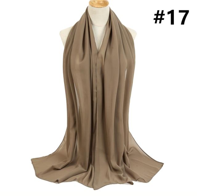 2021 frauen Schal Blase Chiffon Schal Seide Gefühl Hijab Einfarbig Tücher Und Wraps Stirnband Moslemisches Hijab Schals Hals Foulard von Joom DACH
