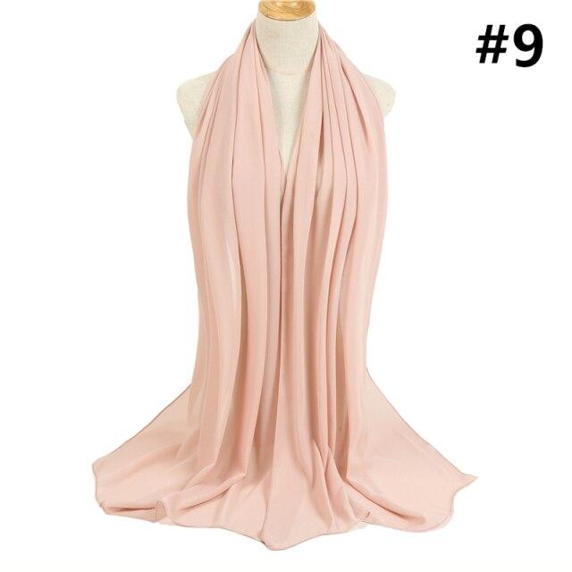 2021 frauen Schal Blase Chiffon Schal Seide Gefühl Hijab Einfarbig Tücher Und Wraps Stirnband Moslemisches Hijab Schals Hals Foulard von Joom DACH