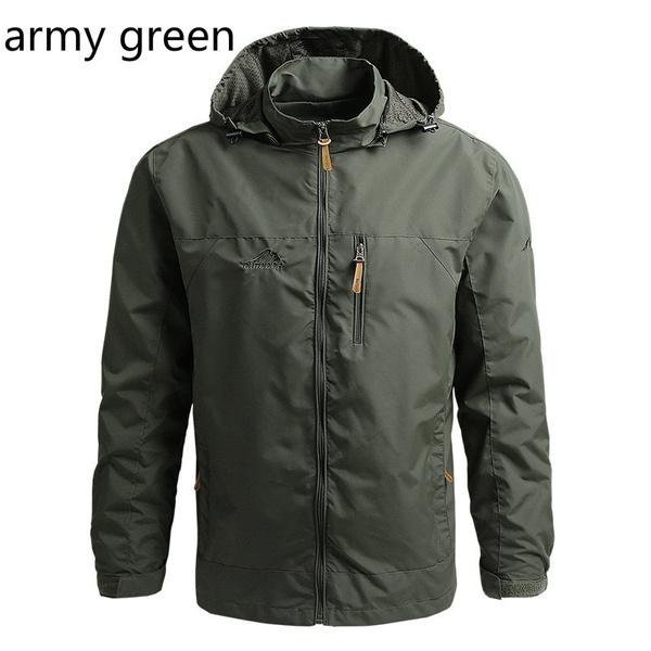 2021 mode Marke Wasserdichte Jacke Regenmantel herren Sportswear Outdoor Mit Kapuze Soft Shell Jacke Regendicht Jacke XXXL armee grüne von Joom DACH